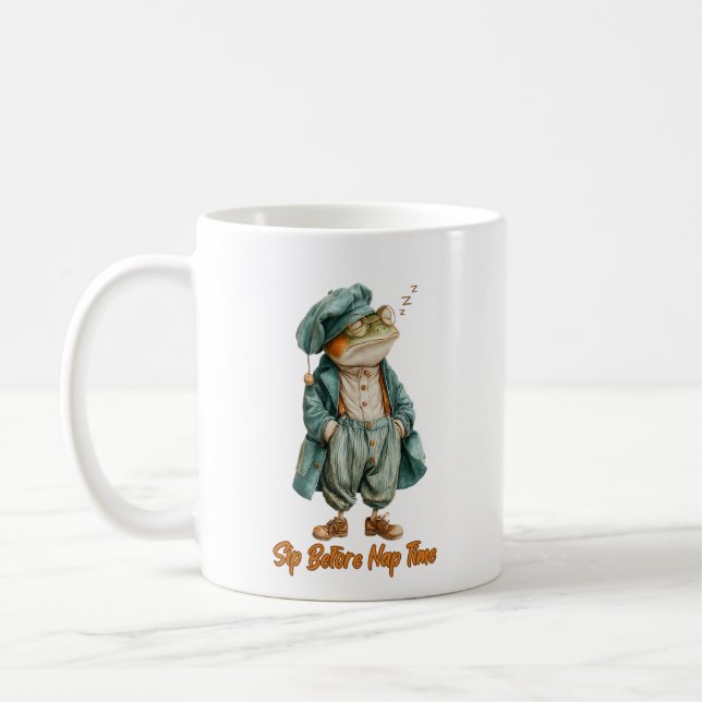 Sleepy Vintage Frog Coffee Mug Kaffeetasse (Links)
