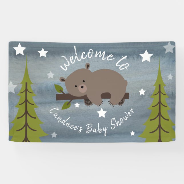 Sleepy Watercolor Bärendusche Banner (Horizontal)