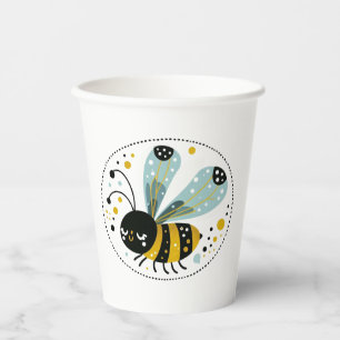 Sleepy Whimsical Bee Pappbecher