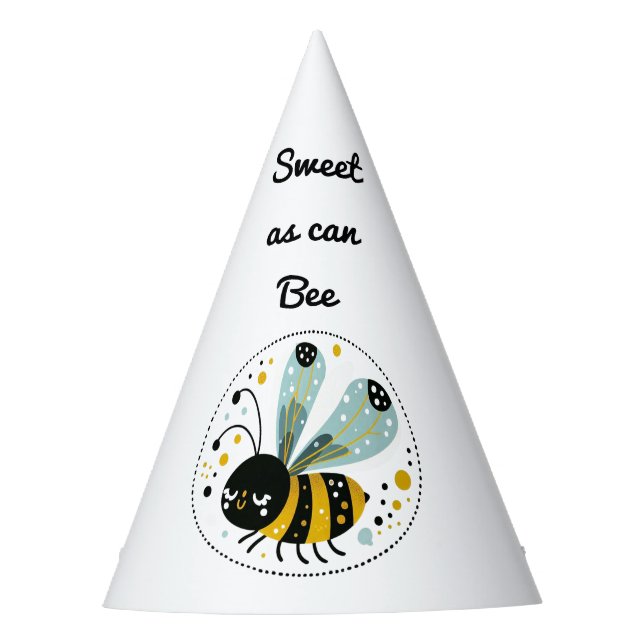 Sleepy Whimsical Bee Partyhütchen (Vorderseite)