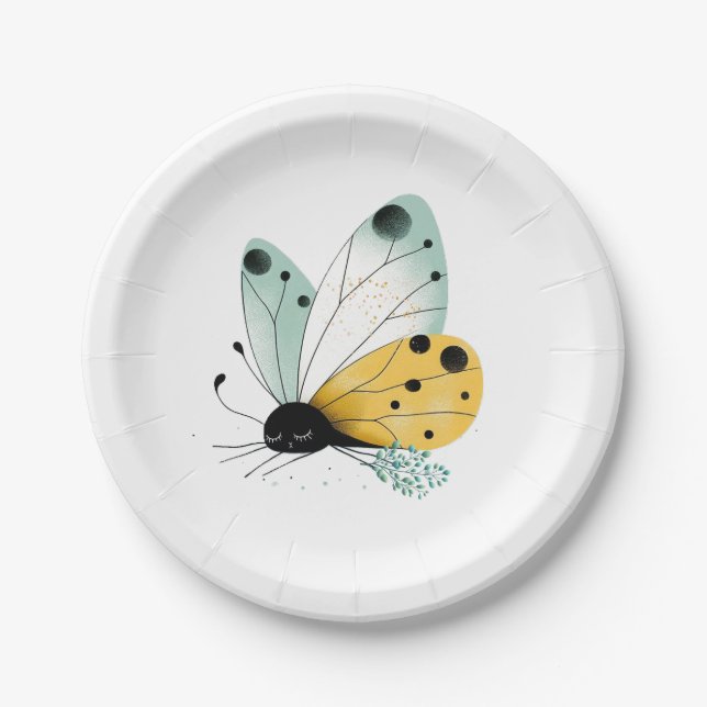 Sleepy Whimsical Butterfly Pappteller (Vorderseite)