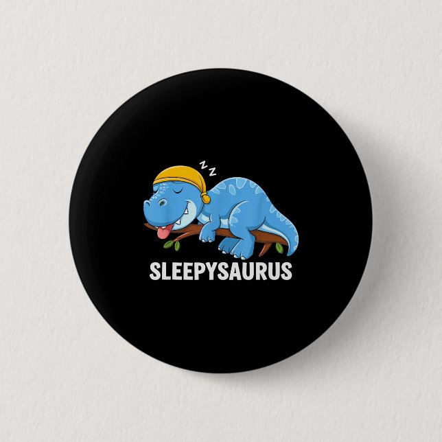 Sleepysaurus Dinosaur Pajama Sleeng  Button (Vorderseite)