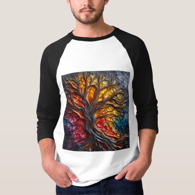 Sleeve Raglan T-Shirt mit einem Kunstausdruck -4 (Vorderseite)
