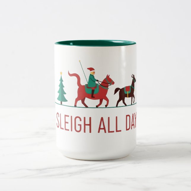 Sleigh All Day Christmas Zweifarbige Tasse (Mittel)