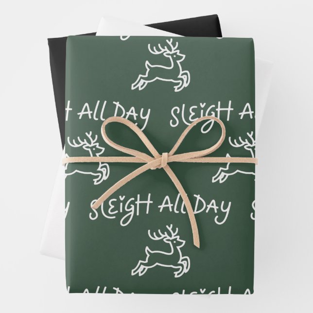 Sleigh All Day Funny Christmas Holiday Party  Geschenkpapier Set (Beispiel)