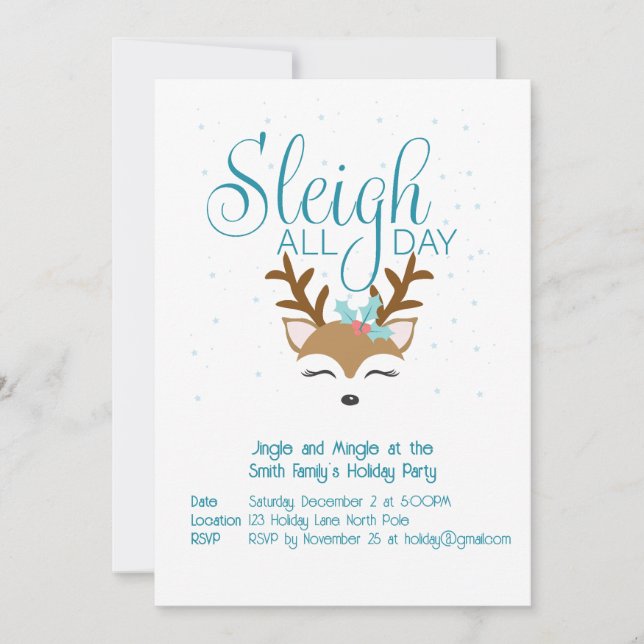 Sleigh All Day Holiday Party - Einladung (Vorderseite)