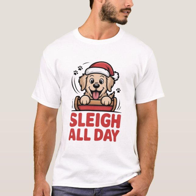 Sleigh All Day Joyful Retriever T-Shirt (Vorderseite)