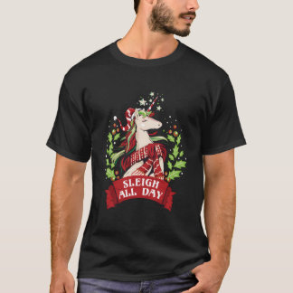 Sleigh All Day Santa Unicorn T-Shirt