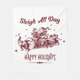 Sleigh All day Vintage Christmas Fleecedecke