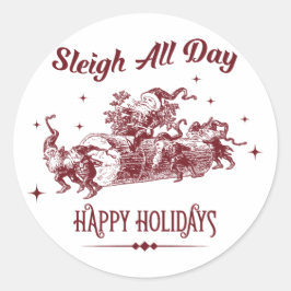 Sleigh All day Vintage Christmas Runder Aufkleber