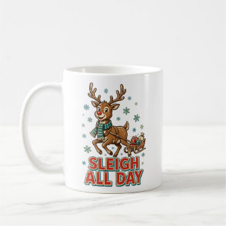 Sleigh All Day Vintage Rentier Weihnachten Retro Kaffeetasse