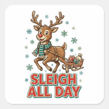 Sleigh All Day Vintage Rentier Weihnachten Retro