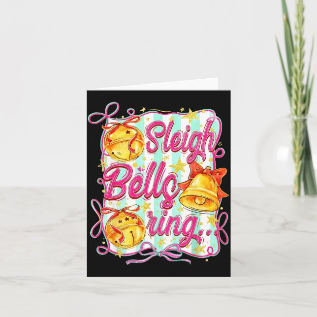Sleigh Bells Ring Christmas Design For Girls  Karte (Vorderseite)