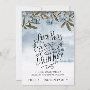 Sleigh Bells Ring Frohe Weihnachtsschnee Feiertagskarte