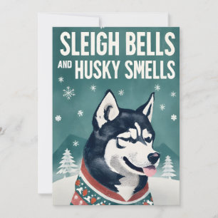 Sleigh Bells und Husky Riechen Husky Weihnachten