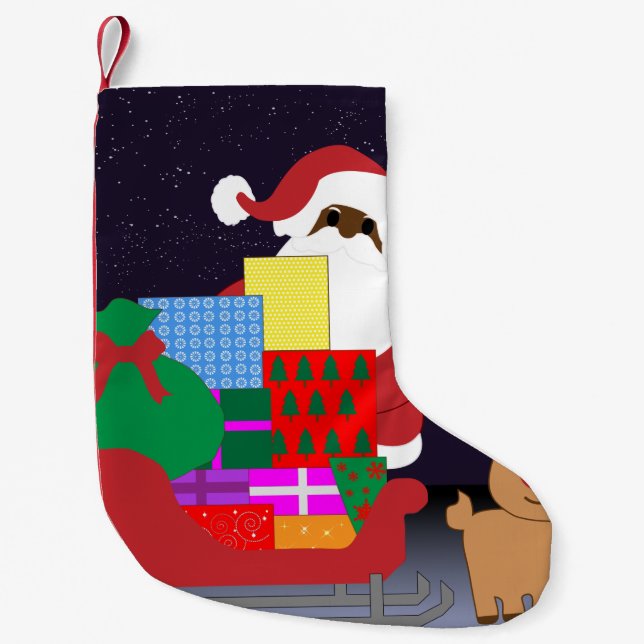 Sleigh Black Santa Kleiner Weihnachtsstrumpf (Vorderseite)