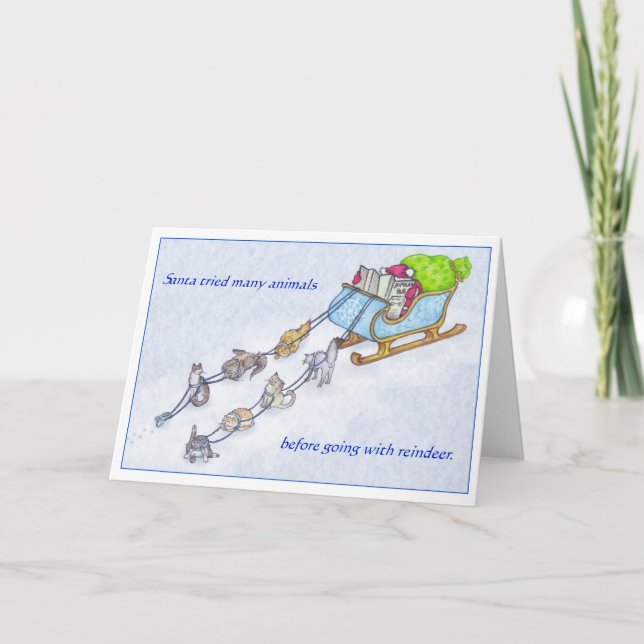 Sleigh Cats Feiertagskarte (Vorderseite)