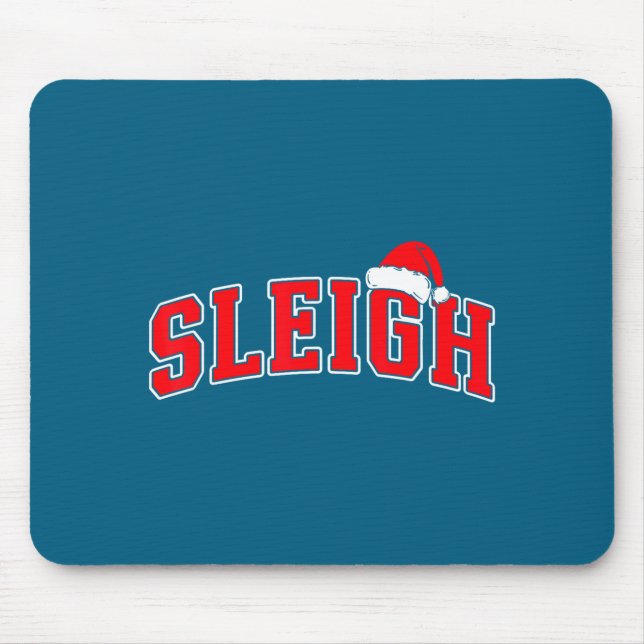 Sleigh Christmas Varsity Text With Santa Hat Famil Mousepad (Vorne)