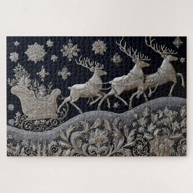Sleigh Embroidery Puzzle (Horizontal)
