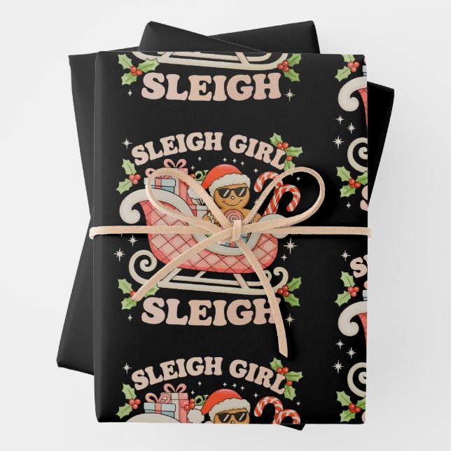 Sleigh Girl Gingerbrett Weihnachten Weihnachten We Geschenkpapier Set (Beispiel)