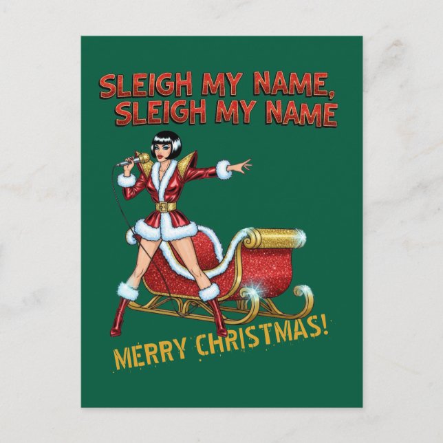 Sleigh My Name Weihnachten Postkarte (Vorderseite)
