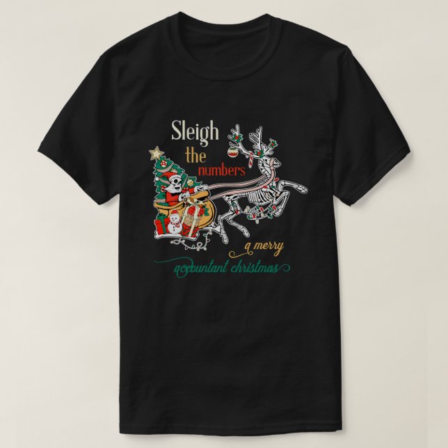 Sleigh Numbers Merry Accountant Retro Funny Christ T-Shirt (Design vorne)