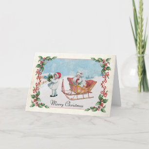 Sleigh Ride Girls Frohe Weihnachten Holly Vintag