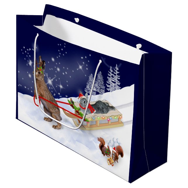 Sleigh Ride Große Geschenktüte (Vorderseite Schrägansicht)