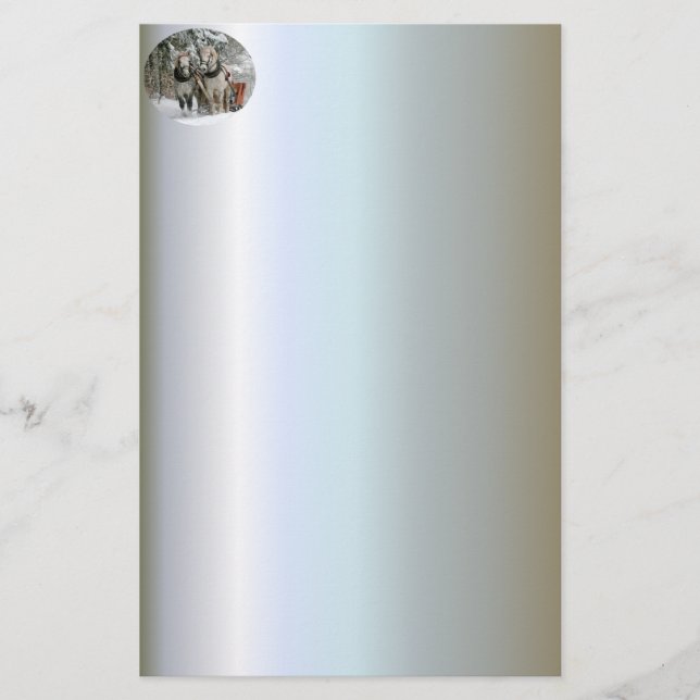 Sleigh Ride im Snowy Forest Briefpapier (Vorderseite)