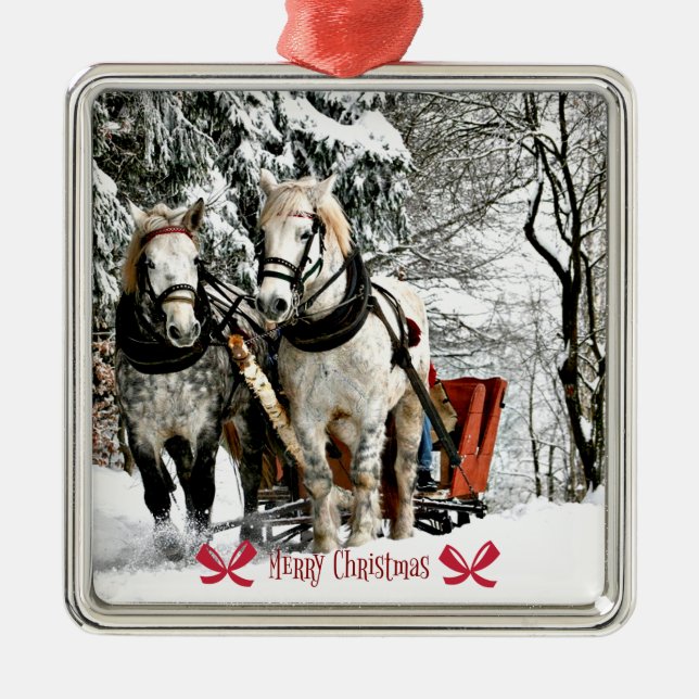 Sleigh Ride, Merry Christmas Ornament Aus Metall (Vorne)