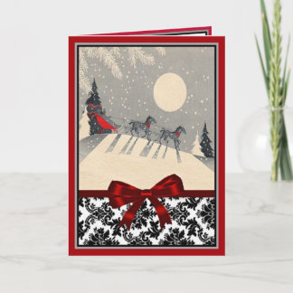 Sleigh Ride Under the Moon Christmas Card Feiertagskarte