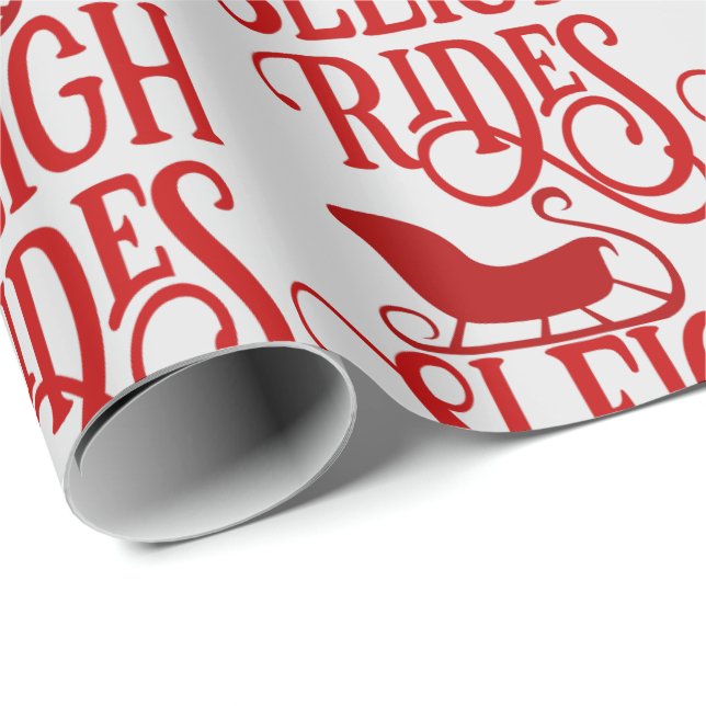 Sleigh Rides Typografy Pattern Geschenkpapier (Rolleneckpunkt)