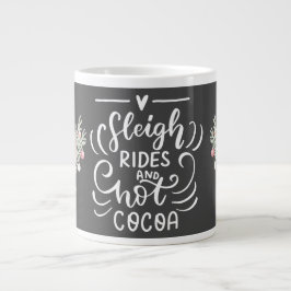 Sleigh Rides und Hot Cocoa Weihnachten Grau Jumbo-Tasse