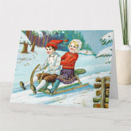 Sleigh riding at Christmas time Briefkaart Karte