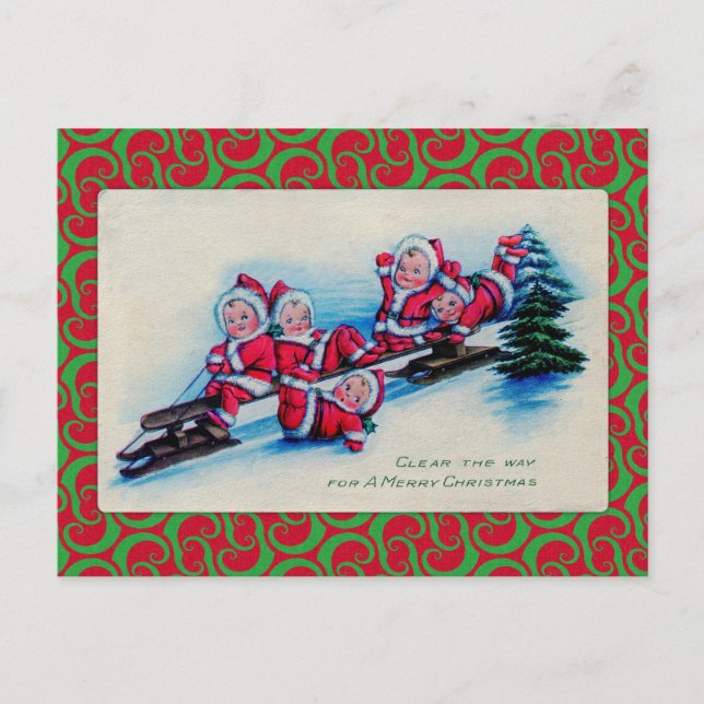 Sleigh Riding Children Postkarte (Vorderseite)