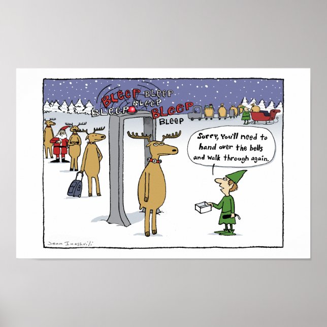 Sleigh Security - Funny Christmas Cartoon Poster (Vorne)
