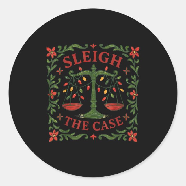 Sleigh The Case Funny Lawyer Xmas Design  Runder Aufkleber (Vorderseite)