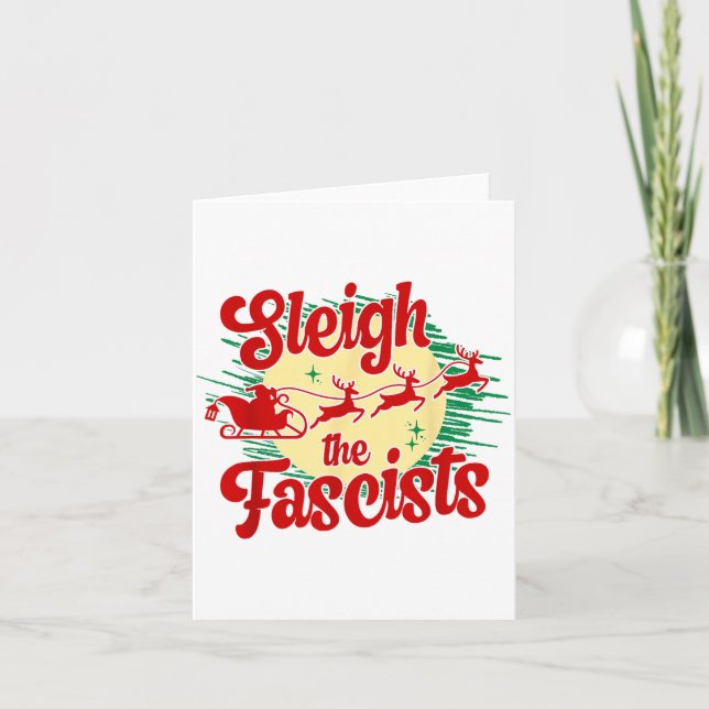 Sleigh The Fascists Funny Litical Christmas Human  Karte (Vorderseite)
