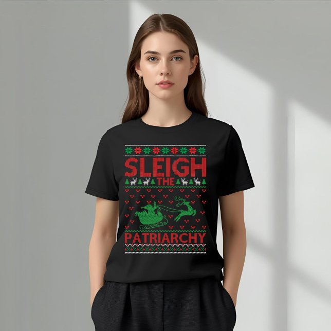 Sleigh The Patriarchy Feminist Christmas T-Shirt (Von Creator hochgeladen)