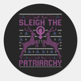 Sleigh The Patriarchy Feminist Runder Aufkleber