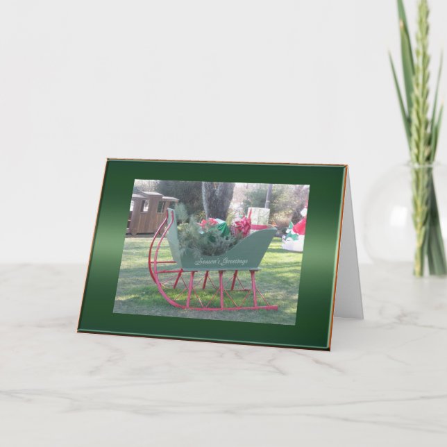 Sleigh und Geschenke Weihnachtskarte Feiertagskarte (Vorderseite)