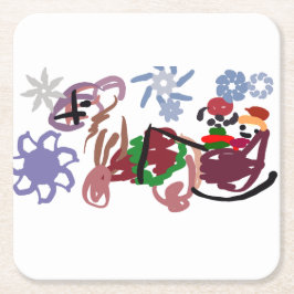  Sleigh winter  Rechteckiger Pappuntersetzer