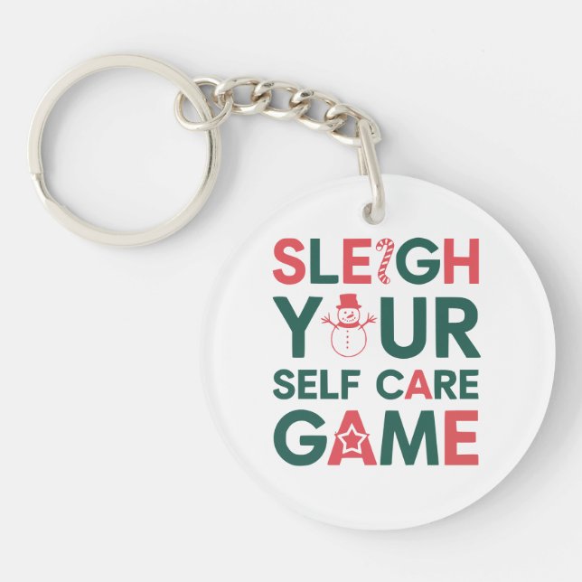 Sleigh Your Self Care Game Weihnachtswellness Schlüsselanhänger (Vorderseite)