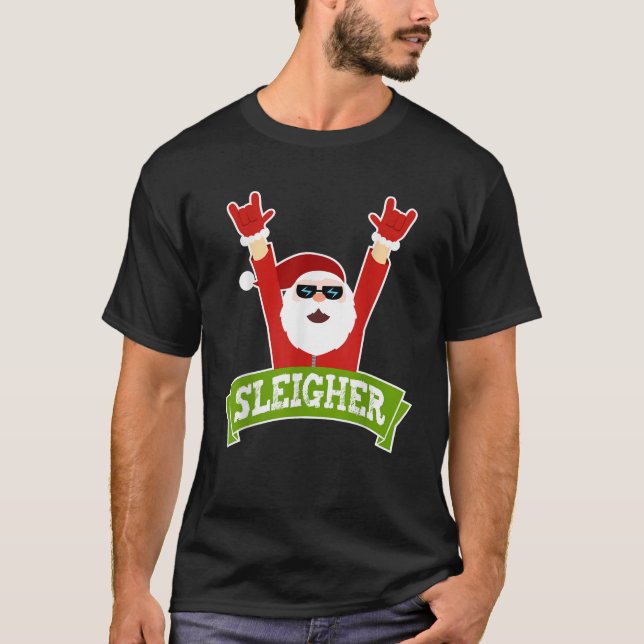 SLEIGHER Funny Heavy Metal Music Weihnachten T-Shirt (Vorderseite)