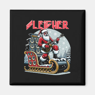 Sleigher Hail Santa Heavy Metal Christmas Rock Xma Magnet