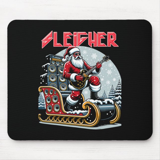Sleigher Hail Santa Heavy Metal Christmas Rock Xma Mousepad (Vorne)
