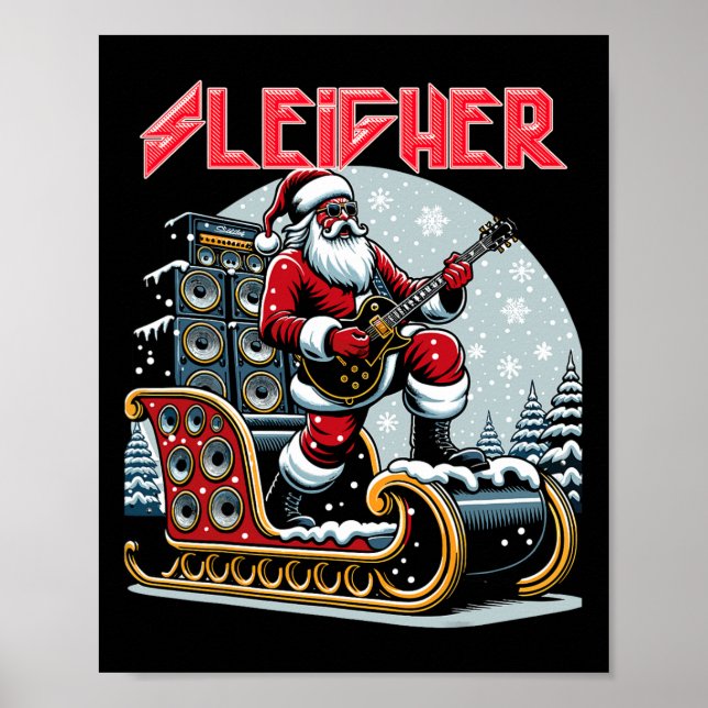 Sleigher Hail Santa Heavy Metal Christmas Rock Xma Poster (Vorne)