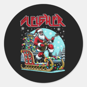 Sleigher Hail Santa Heavy Metal Christmas Rock Xma Runder Aufkleber