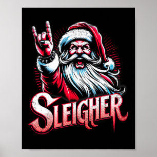 Sleigher Hail Santa Heavy Metal Weihnachten für Mä Poster