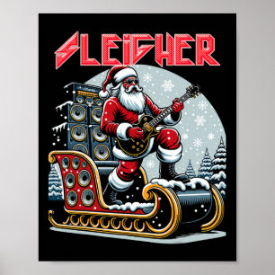 Sleigher Hail Santa Heavy Metal Weihnachts Rock Xm Poster